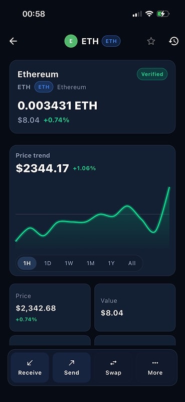 SUPER WALLET: token detail (demo data)