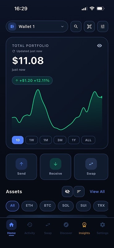 SUPER WALLET: portfolio home (demo data)